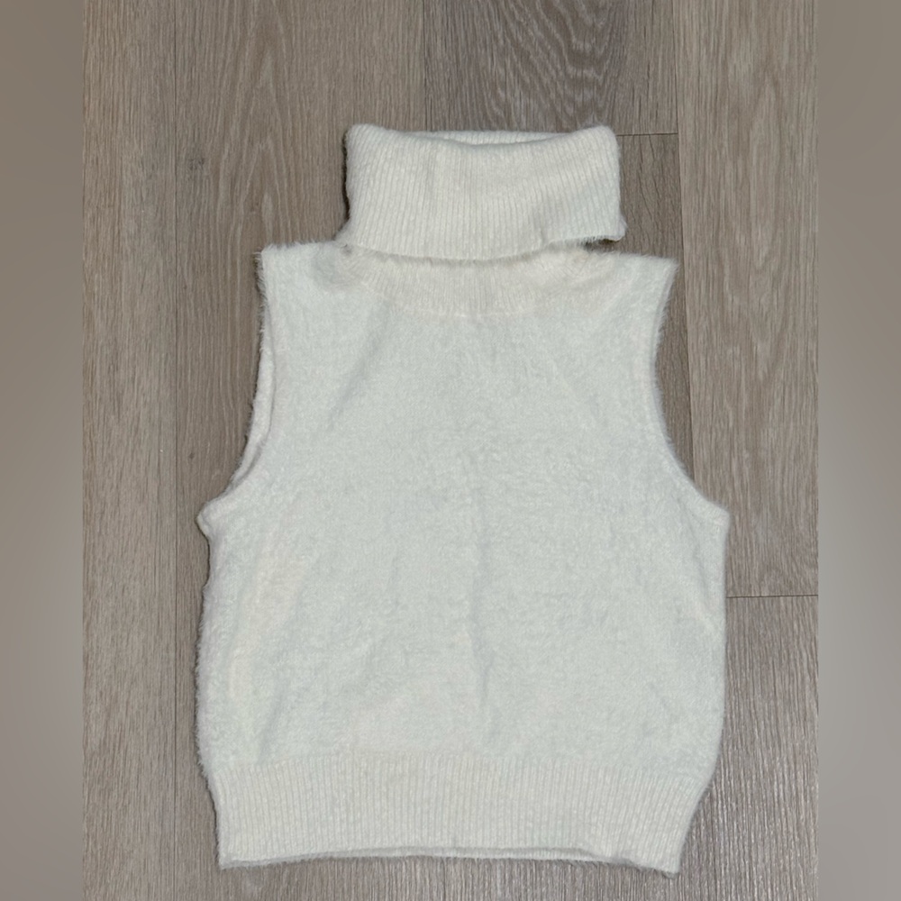 Women's White Turtleneck Sweater Vest